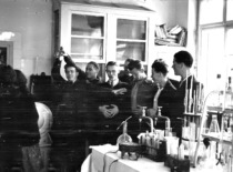 In the laboratory of the Faculty of Chemical Technology, 1957. (photograph by Konstantinas Sasnauskas, KTU museum)