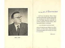 Invitation to the ceremonial meeting of KPI Council dedicated to the 75th anniversary of Prof. K. Bar&scaron;auskas, 1979. (the original photograph is at KTU Museum)