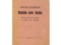 Publication of the Faculty of Mathematics and Nature at the University of Lithuania, 1922. (the original publication is at KTU Museum)