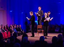 A moment of the event dedicated to the 100th anniversary of Prof. K. Bar&scaron;auskas, 2014. (photograph by J. Klėmanas, the original photograph is at KTU Photo Archive)