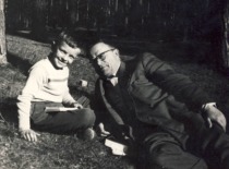 Prof. K. Bar&scaron;auskas with his son Petras, 1961. (the original photograph is at Prof. K. Bar&scaron;auskas family archive)