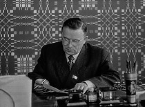 KPI Rector Prof. K. Bar&scaron;auskas at his work office, 1962. (the original photograph is at KTU Photo Archive)