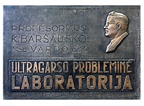 In 1965, one year after the death of Prof. K. Bar&scaron;auskas, the Ultrasound Problem Laboratory was remanded after Prof. K. Bar&scaron;auskas. (the original photograph is at KTU Photo Archive)
