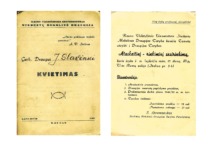 Invitation to the Student Scientific Society's reporting-election meeting addressed to J, Slavėnas, 1949. (the original invitation is at KTU Museum)