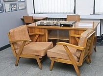 Furniture from the office of KPI Rector Prof. Kazimieras Bar&scaron;auskas &ndash; the first exhibits of the KPI Museum, 6th decade of the 20th century. (Photo by J. Klėmanas, originals &ndash; KTU Museum)