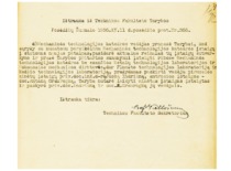 Excerpt from the minutes of the Faculty of Technology Council meeting regarding J. Indriūnas's appointment as the head of the newly established Ornament Technology Laboratory, 1936 (KTU archives)