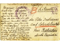 Postcard to family from the prisoner of war camp in Griental, 1918 (KTU Museum)