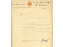 Letter from J. Žiugžda, Vice President of the Academy of Sciences of the Lithuanian SSR, regarding the appointment of J. Indriūnas as Director of the Institute of Technology Sciences, 1948 (KTU Archive)