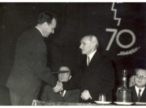 Commemoration of Prof. J. Indriūnas' 70th birthday at the Kaunas Polytechnic Institute, 1966 (KTU Museum)