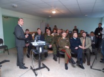 Prof. A. Fedaravičius presents equipment developed by the Institute of Defense Technologies to representatives of the Lithuanian Armed Forces and the Lithuanian Military Academy, 2009 (Photo by J. Klėmanas, KTU Photo Archive)