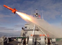 Launch of the RT-400 training rocket, developed by the KTU Institute of Defense Technologies, from a ship, 2014 (KTU Museum)