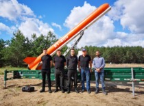 Prof. A. Fedaravičius and his team prior to the testing of the RT-400 missile system at the General Silvestras Žukauskas Central Training Ground in Pabradė, 2018. From left: student Tomas Survila, A. Survila, doctoral student Saulius Račkauskas, Prof. A. Fedaravičius, student Hari Prasanna Manimaran. (KTU Museum)