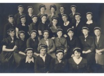 Graduates of Kaunas 5th Secondary School, 1945; in the second row, fourth from the left &ndash; V. Zelionkaitė. (From the family archive of Prof. V. Zelionkaitė)