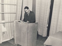 A. Fedaravičius delivering a presentation, 1978 (Prof. A. Fedaravičius Family Archive)