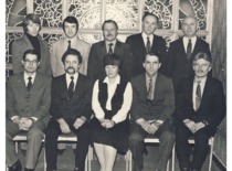 Head of Laboratories at the &ldquo;Vibrotechnika&rdquo; Research Center, 1980. Front row (from left): V. Volkovas, G. Bisigirskas, L. Pata&scaron;ienė, A. Fedaravičius, E. &Scaron;liažas; second row (from left): A. Sasnauskas, R. Naumavičius, P. Varanauskas, A. Jurkulnevičius, A. Žukas. (Prof. A. Fedaravičius&rsquo;s family archive)